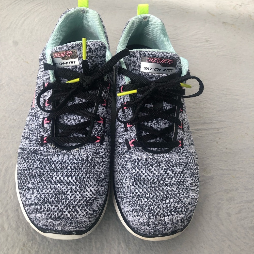 Skechers Black and White Knit Sneakers